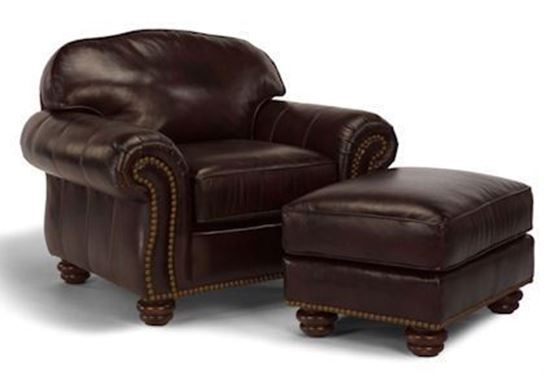 Bexley Leather Chair & Ottoman w/Nails - 3648-10-08