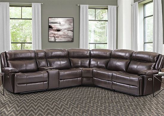 ECLIPSE - FLORENCE BROWN 6pc Leather Sectional MECL-PACKA(H)-FBR by Parker House furniture